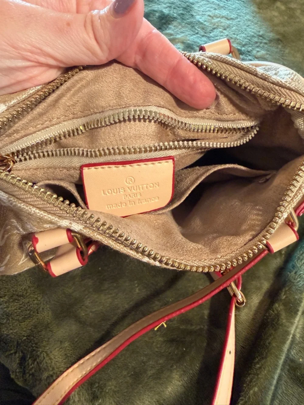 Source Unknown Beige Monogram Crossbody Satchel - Picture 4 of 10